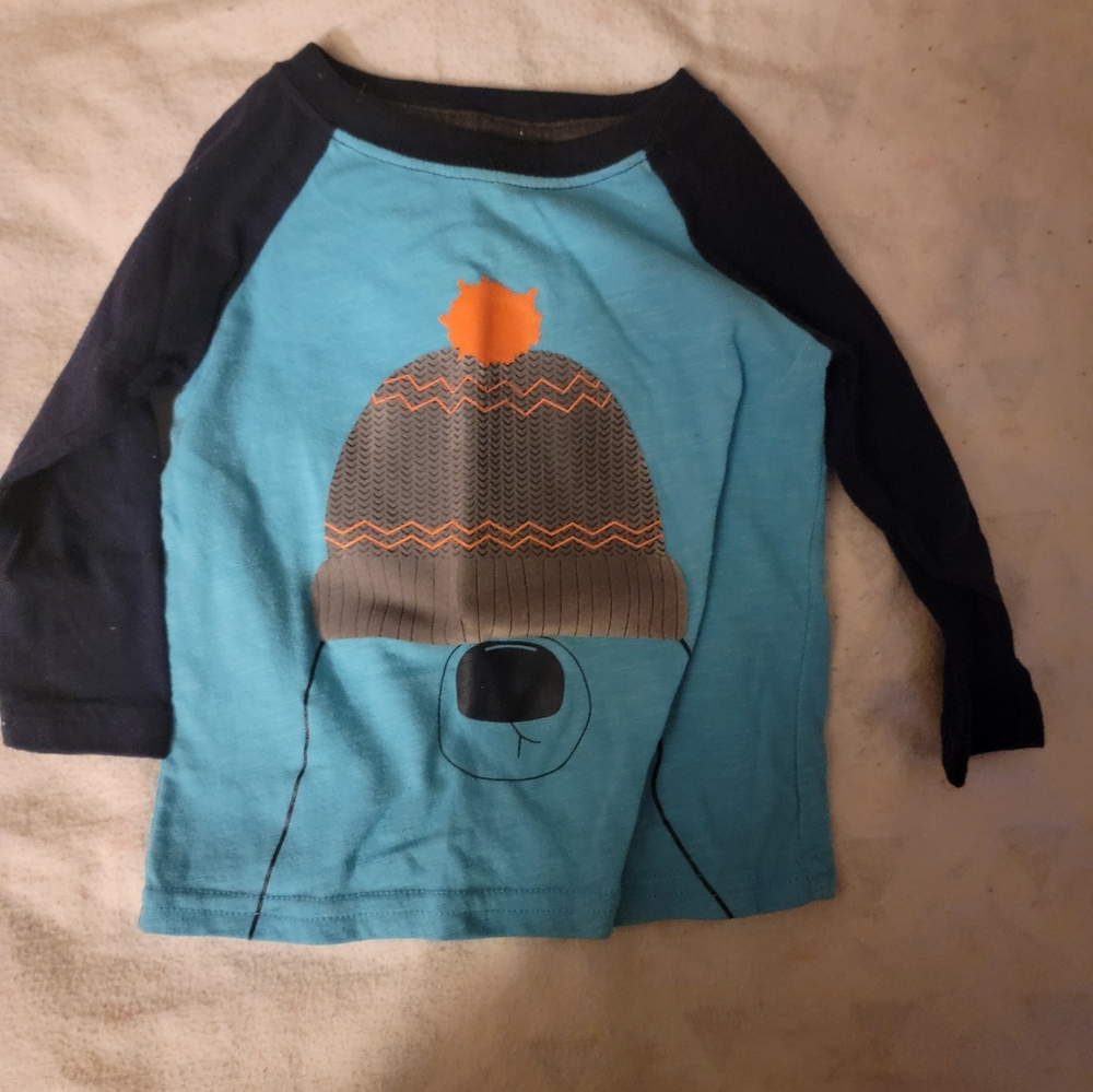 Okie Dokie Kids Blue and Black Long Sleeve Shirt 9 MONTHS